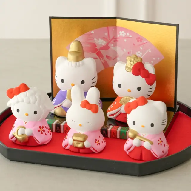 初節句 ひなまつり 雛人形】ハローキティとひなまつり 日本製 五人飾り