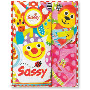 【おむつケーキにプラス】Ｓａｓｓｙプリント・バスタオル＆ウォッシュタオルセット３Ｐ
