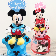 【おむつケーキ】ミッキーマウス＆ミニーマウスタオルおむつケーキ