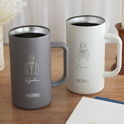 【結婚式 電報 ギフト】サーモス 名入れ ビールジョッキ ペアセット 600ml・720ml
