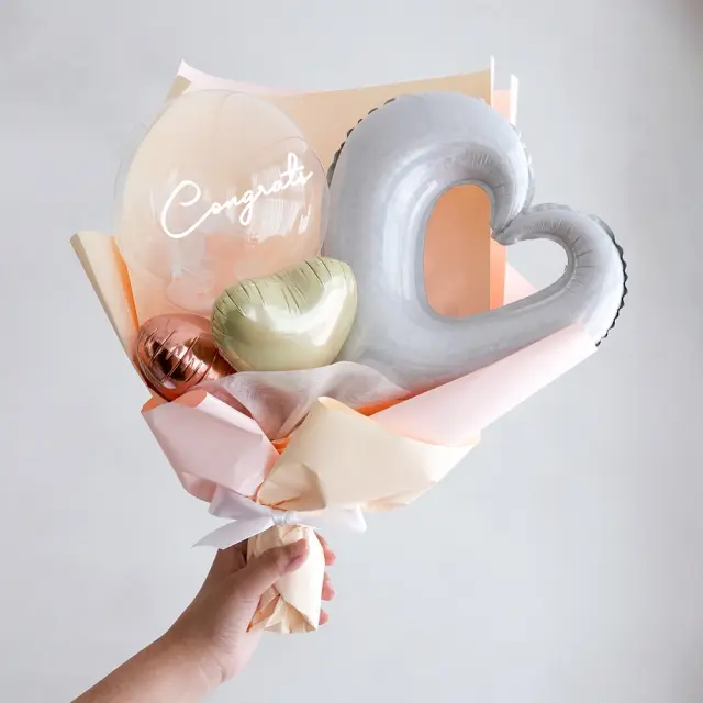 ハートバルーンブーケ（メッセージシール付き）