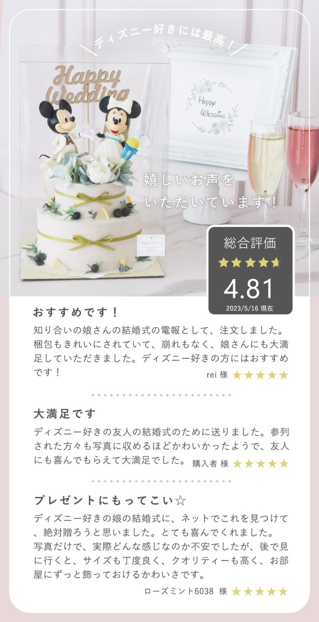 電報 結婚式】ミッキー＆ミニーウェディングケーキ（専用ケース入り） //Mickey様ご専用//