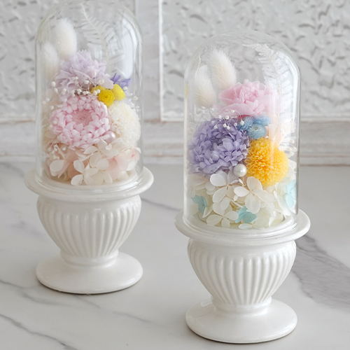 プリザーブドフラワー お供え花 ガラスドーム パステルメモリー