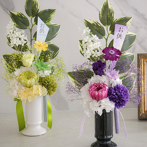 プリザーブドフラワー 仏花 お供え花 凛（りん）花器付