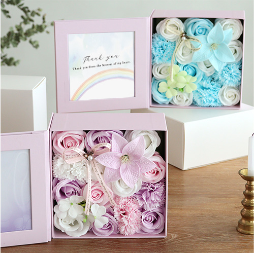 ソープフラワー ペット仏花 お供えボックス（やすらぎ・あおぞら）