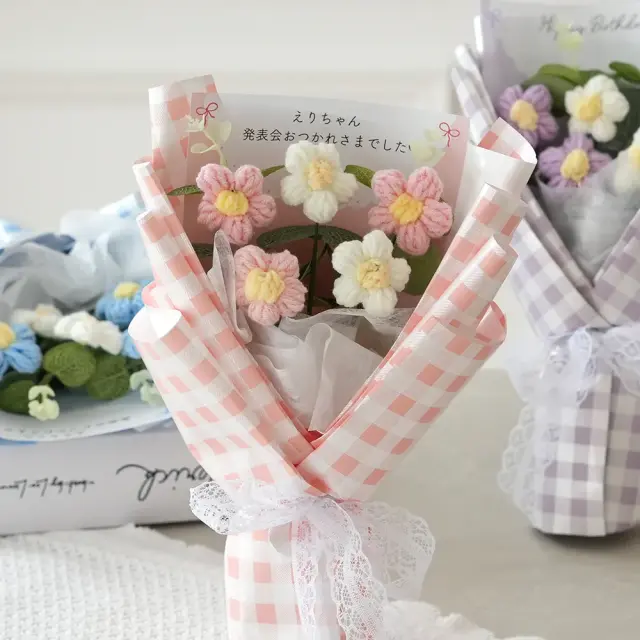 ニットブーケ ギンガムチェック