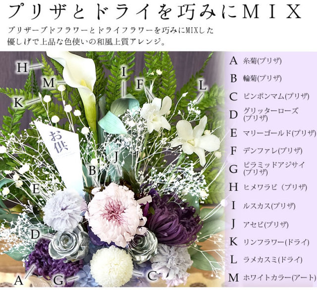入荷通知 アプリ おすすめ 和風 プリザーブドフラワー 大日如来（だいにちにょらい 仏花 フラワー・リース
