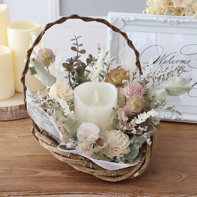 プリザーブドフラワー ナチュラル キャンドル・バスケット | ベルビー