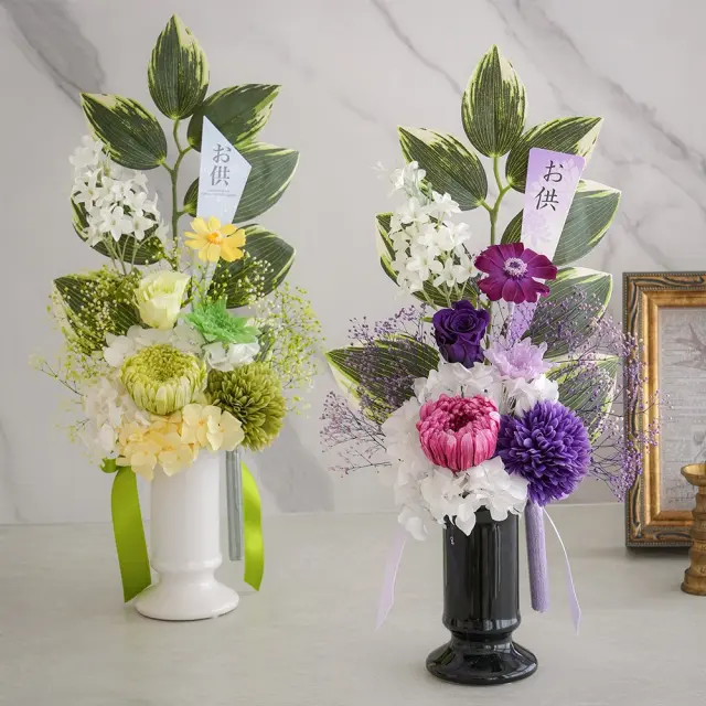 プリザーブドフラワー 仏花 お供え花 凛（りん）花器付