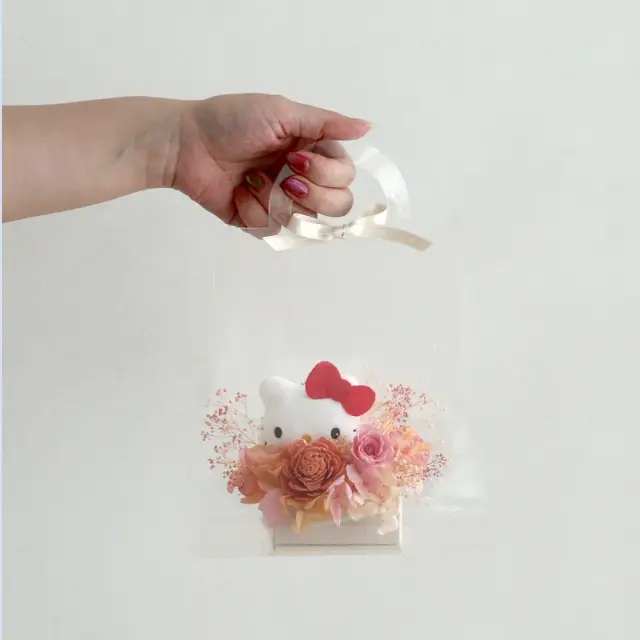 プリザーブドフラワー クリアバック　サンリオマスコットアレンジ