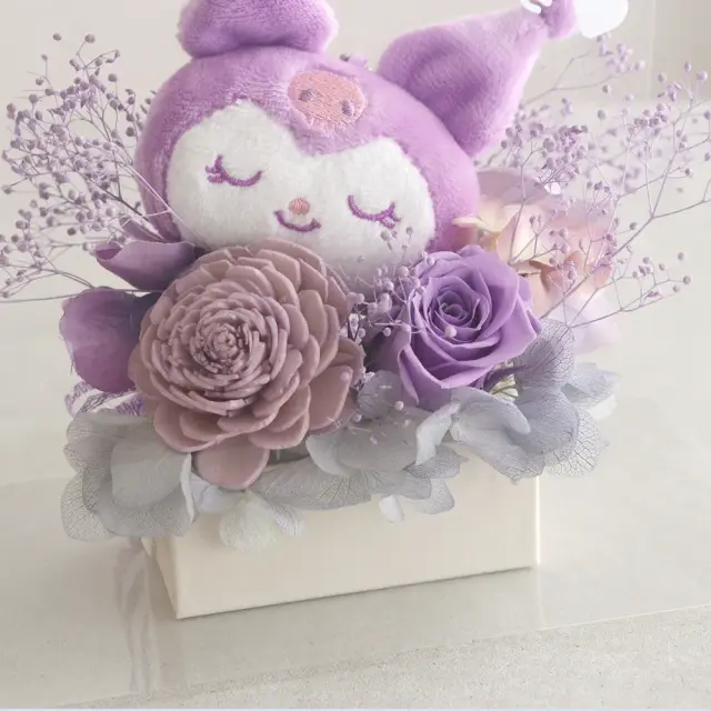 プリザーブドフラワー クリアバック　サンリオマスコットアレンジ