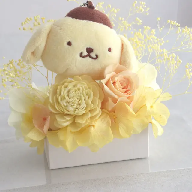 プリザーブドフラワー クリアバック　サンリオマスコットアレンジ