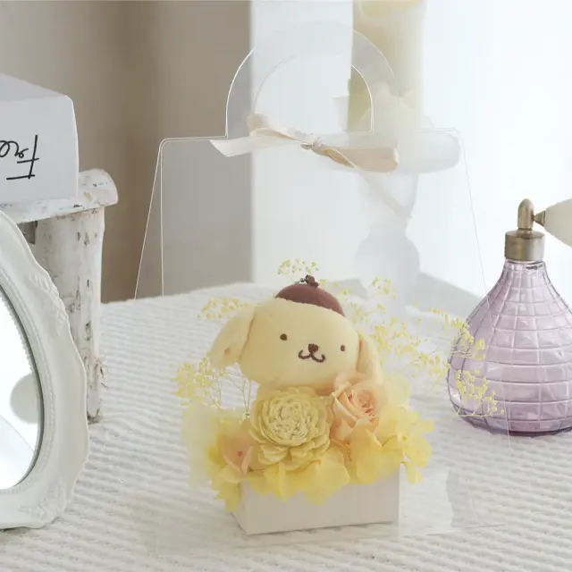 プリザーブドフラワー クリアバック　サンリオマスコットアレンジ