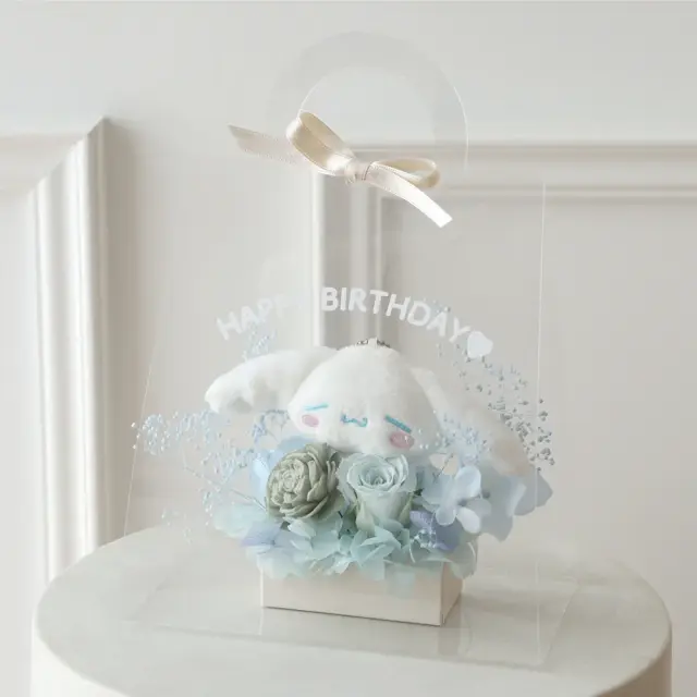 プリザーブドフラワー クリアバック　サンリオマスコットアレンジ