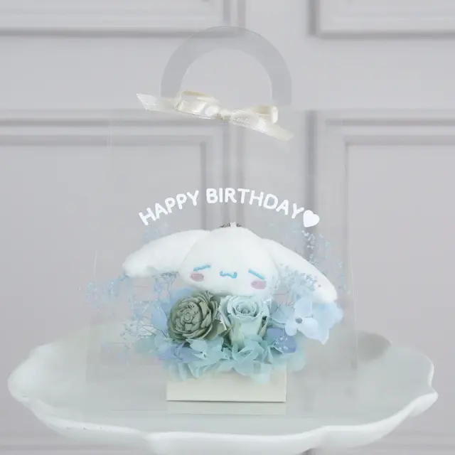 プリザーブドフラワー クリアバック　サンリオマスコットアレンジ