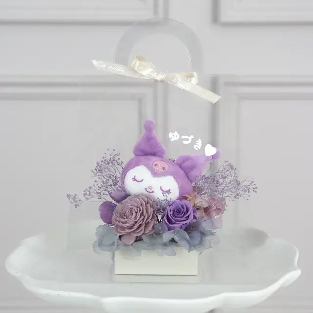 プリザーブドフラワー クリアバック　サンリオマスコットアレンジ