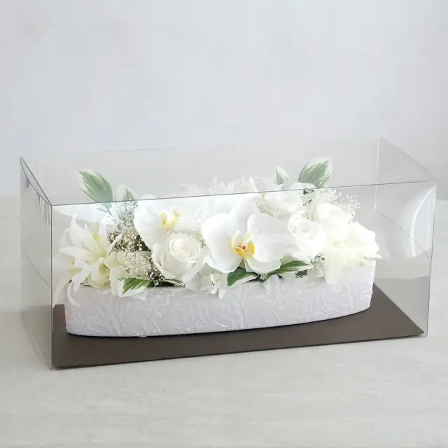 プリザーブドフラワー 仏花 お供え花 花純（かすみ）花器付