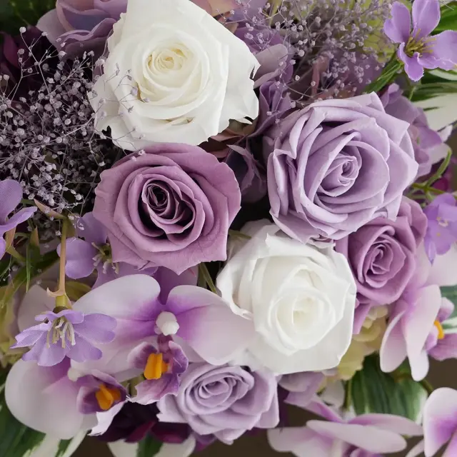 プリザーブドフラワー 仏花 お供え花 陽紫（ひさき）花器付