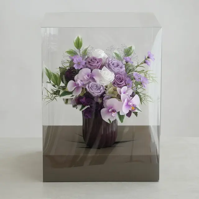 プリザーブドフラワー 仏花 お供え花 陽紫（ひさき）花器付