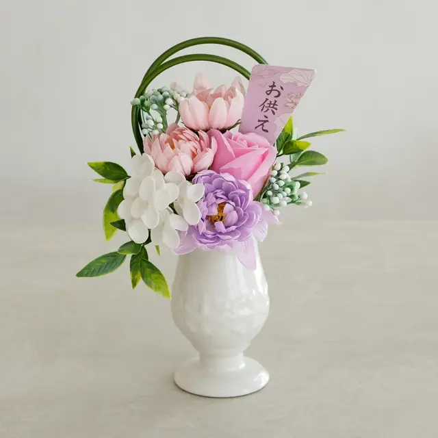 ソープフラワー 仏花 お供え花 ゆづき・しおり　ゆづきホワイト　