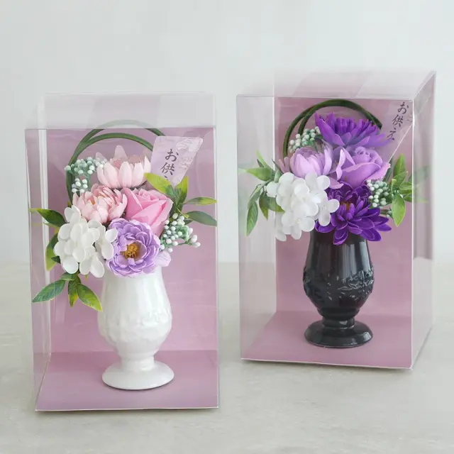ソープフラワー 仏花 お供え花 ゆづき・しおり　ラッピング
