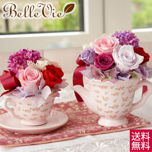 プリザーブドフラワー　ティーカップ＆ポットセット