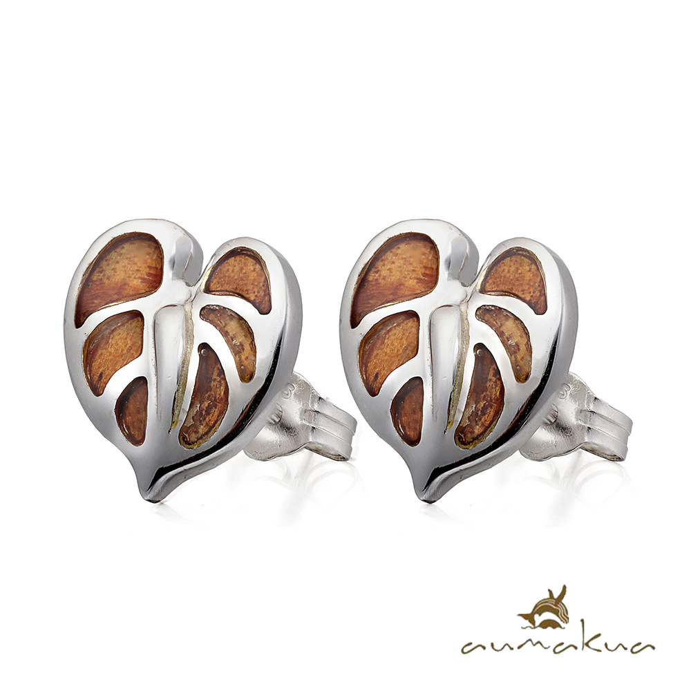 ハワイアンジュエリー コアウッド モンステラ ピアス 042-62-01