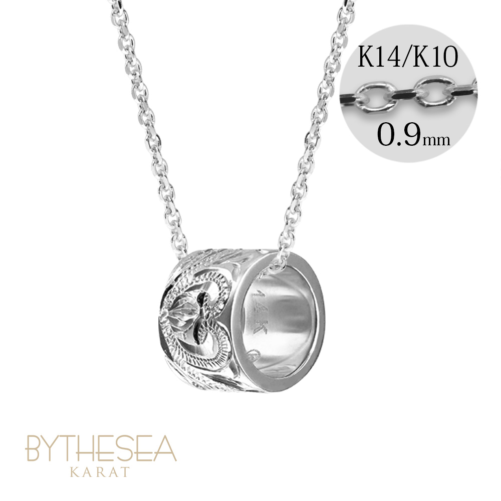 ハワイアンジュエリー ゴールド チューブ バレル ネックレス カットあずきチェーン太さ0.9mm CG-GP126W-CH123