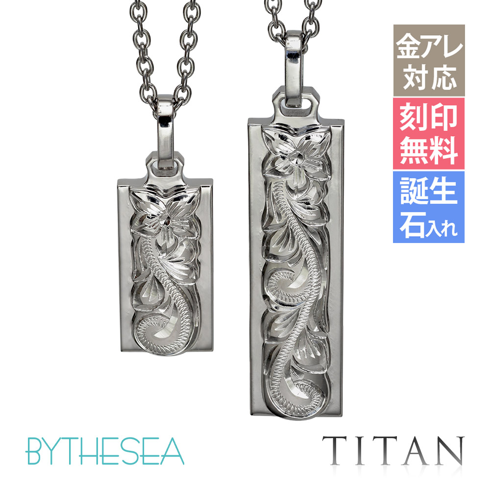 ハワイアンジュエリー 純チタン ダブルプレート ペアネックレス CG-TIP310-TIP311P