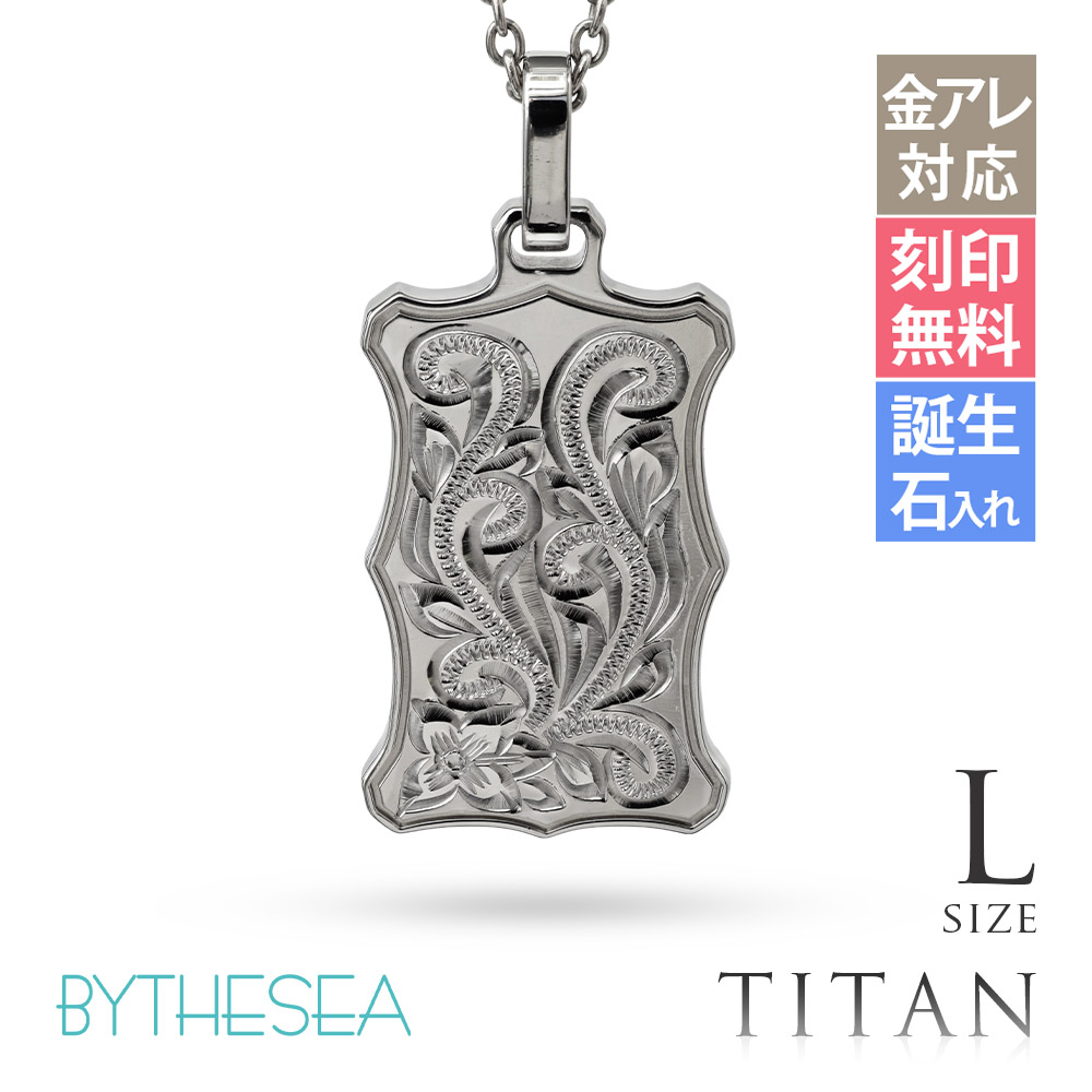 ハワイアンジュエリー 純チタン ウェーブプレート ネックレス Lサイズ CG-TIP407L