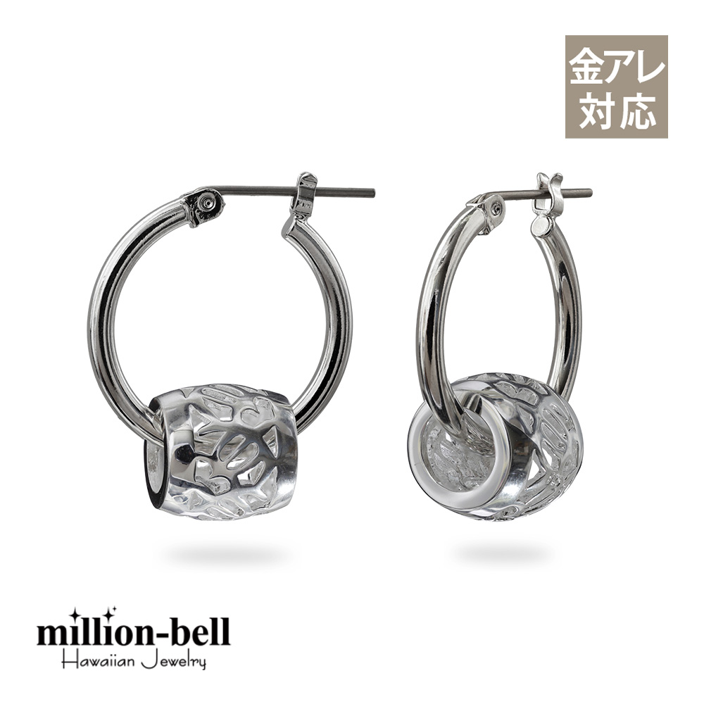 ハワイアンジュエリー ホヌバレル フープピアス 金属アレルギー対応 純チタンポスト HE-SP33601
