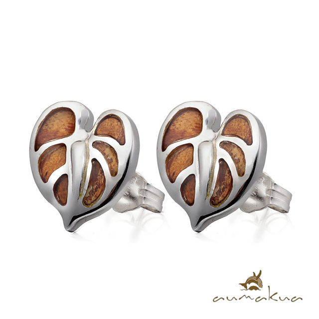 ハワイアンジュエリー コアウッド モンステラ ピアス 042-62-01