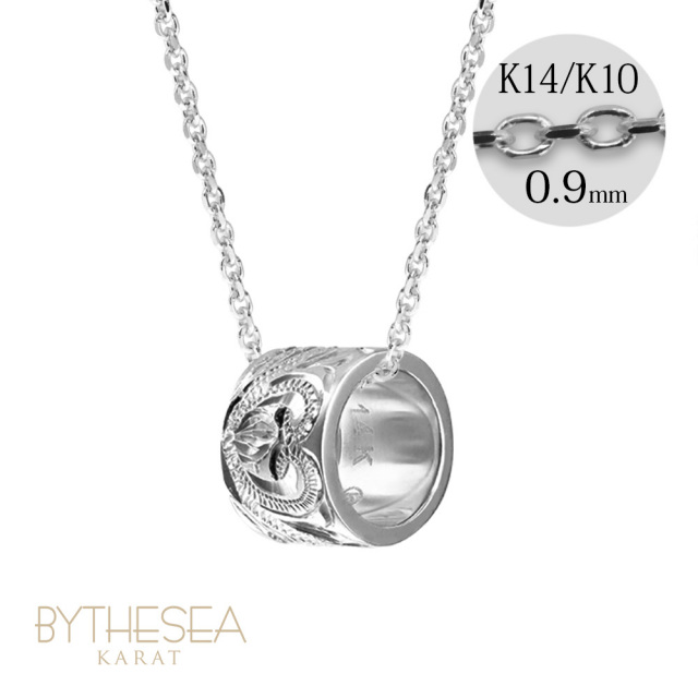 ハワイアンジュエリー ゴールド チューブ バレル ネックレス カットあずきチェーン太さ0.9mm CG-GP126W-CH123