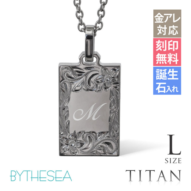 ハワイアンジュエリー 純チタン イニシャル ネックレス Lサイズ CG-TIP409L