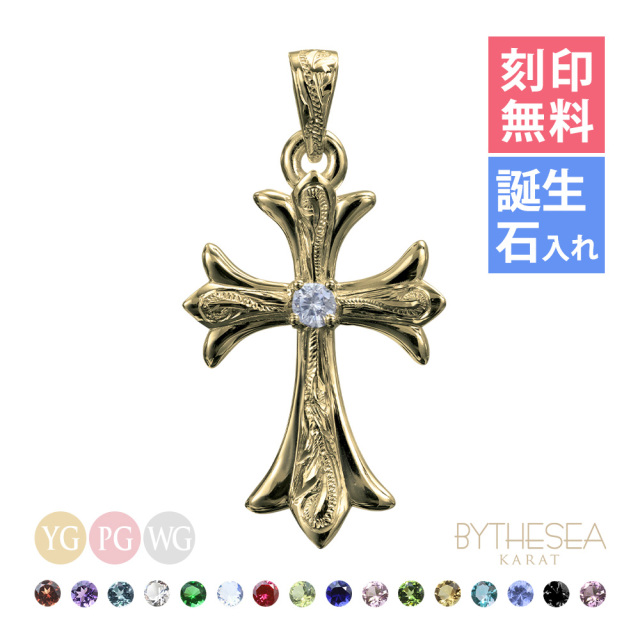 ハワイアンジュエリー フレア百合クロス K14 ヴァージンネックレス (チェーン別売) GSP321