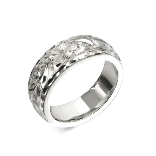 シルバー925 バレル 幅6mm 厚み2mm マイレリーフ ダイヤモンドカット リング SB6B-C20