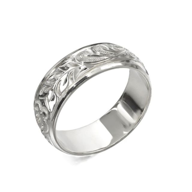 シルバー925 バレル 幅6mm 厚み1.2mm マイレ＆カレイキニ プレーン リング SB6C-B