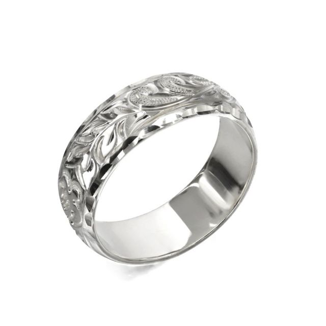 シルバー925 バレル 幅6mm 厚み1.2mm マイレ＆カレイキニ ダイヤモンドカット リング SB6C-C