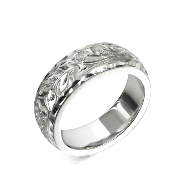 シルバー925 バレル 幅6mm 厚み2mm マイレ＆カレイキニ ダイヤモンドカット リング SB6C-C20