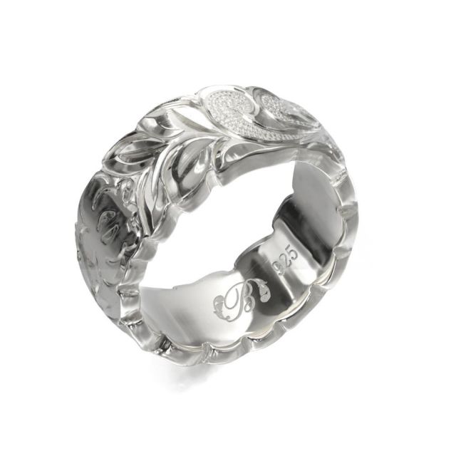 シルバー925 バレル 幅8mm 厚み2mm マイレ＆カレイキニ カットアウト リング SB8C-A20