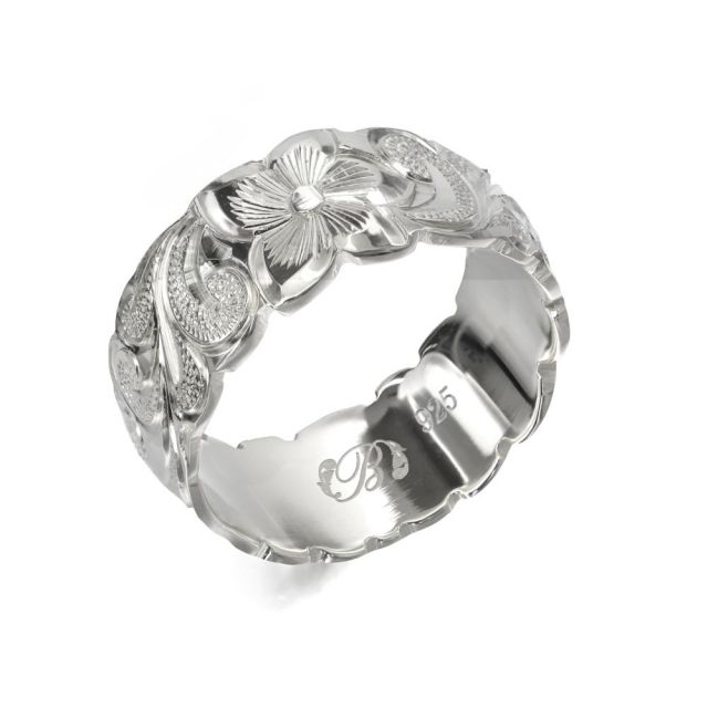 シルバー925 バレル 幅8mm 厚み1.2mm カレイキニ カットアウト リング SB8E-A