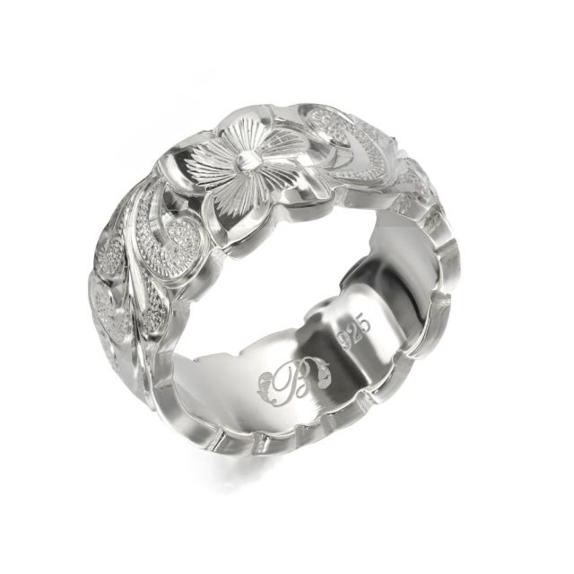 シルバー925 バレル 幅8mm 厚み2mm カレイキニ カットアウト リング SB8E-A20