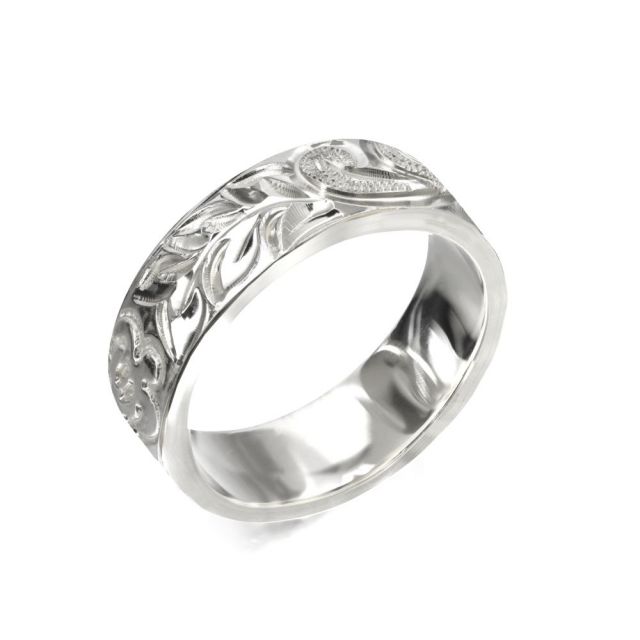 シルバー925 フラット 幅6mm 厚み1.5mm マイレ＆カレイキニ ノーエッジ リング SF6C-E15