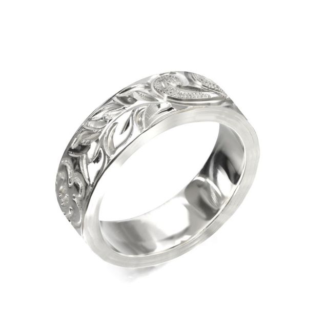 シルバー925 フラット 幅6mm 厚み2mm マイレ＆カレイキニ ノーエッジ リング SF6C-E20