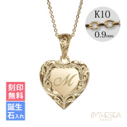 ハワイアンジュエリー イニシャル ハート ネックレス K10カットあずきチェーン太0.9mm CG-GP110-228SDC4