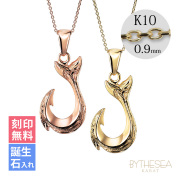 ハワイアンジュエリー  ペアネックレス K10カットあずきチェーン太さ0.9mm CG-GP113P-228SDC4