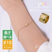 ハワイアンジュエリー チューブ ブレスレット K14チャーム K10あずきチェーン(太さ1.5mm) GP127-CH176-B