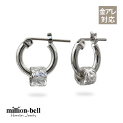ハワイアンジュエリー カットアウトチューブ フープピアス 幅12mm  金属アレルギー対応 純チタンポスト HE-SP3236