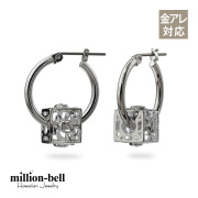 ハワイアンジュエリー ホヌキューブ フープピアス 幅20mm  金属アレルギー対応 純チタンポスト HE-SP36101