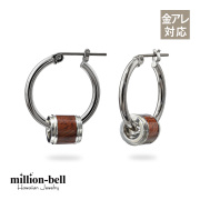 ハワイアンジュエリー コアウッドバレル フープピアス 幅20mm  金属アレルギー対応 純チタンポスト HE-SWP1001